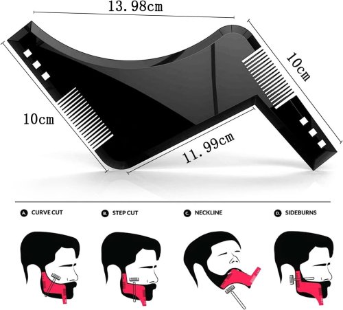 Immagine di Pettine per Barba e Basette in Legno Naturale – Pettine per Styling con Spazzola a Nastro, Modello di Rifinitura per Cura della Barba, Ideale con Regolabarba o Rasoio