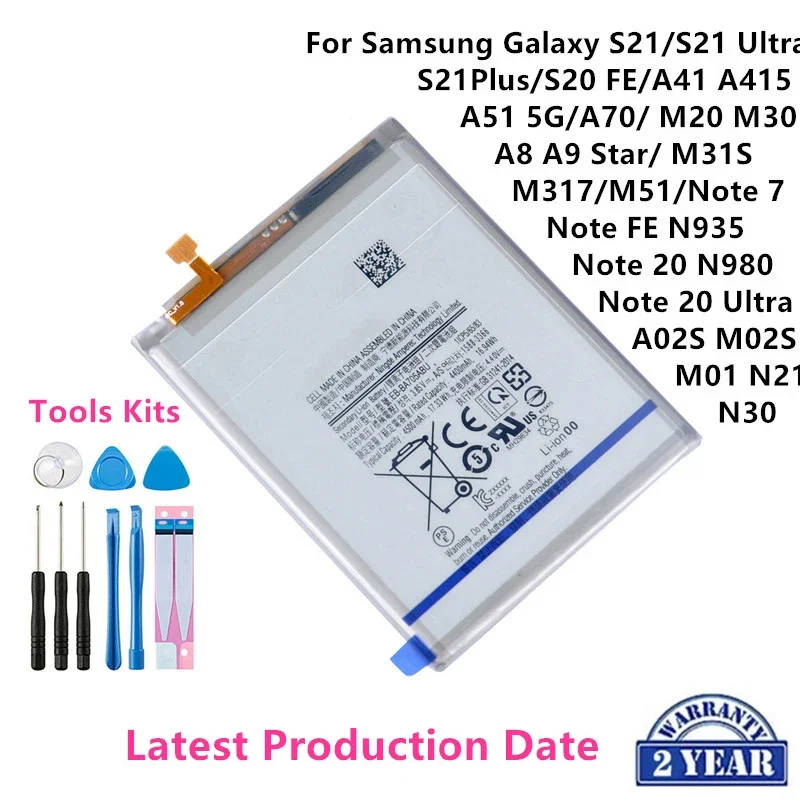 Zdjęcie Nowa oryginalna bateria do Samsung Galaxy S21, S21 Ultra, S21+, S20 FE, A41, A51 5G, A70, Note 20, Note 20 Ultra, A02s – wysoka pojemność i długotrwała żywotność