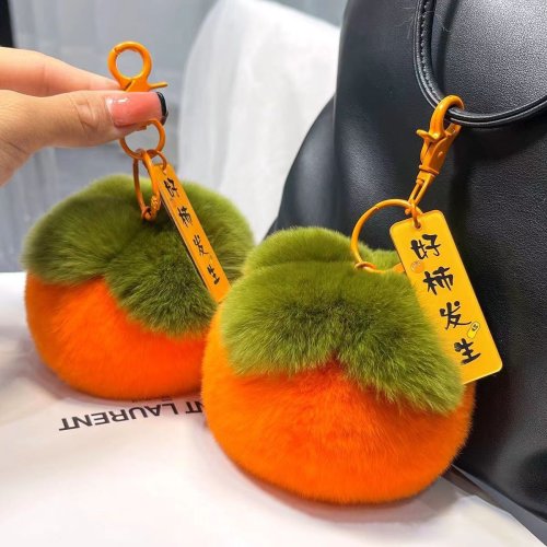 Image of Adorable Red Mini Rabbit Fur Keychain – Cute Plush Animal Pendant for Women, Car Keys, Bag Decor & Gift
