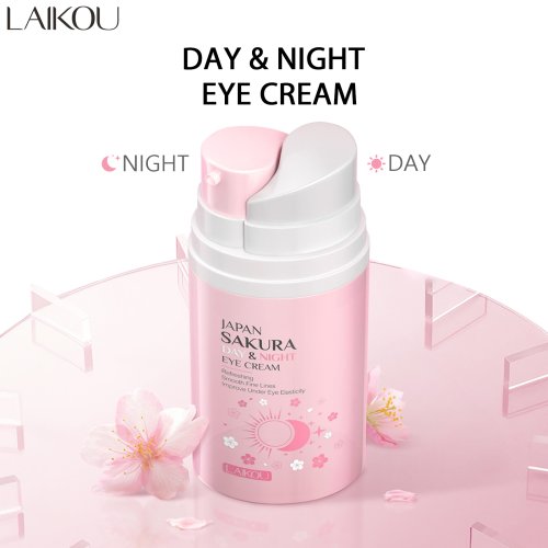 Image of Organic Sakura Blossom Eye Cream with Hyaluronic Acid & Green Tea Extract – Natural Anti-Dark Circle, Puffiness Reducer, and Firming Eye Serum for Day and Night Use – 20g