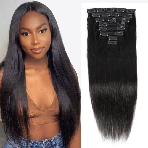 Immagine di Estensioni Capelli Umani con Clip - 8 Pezzi 120g