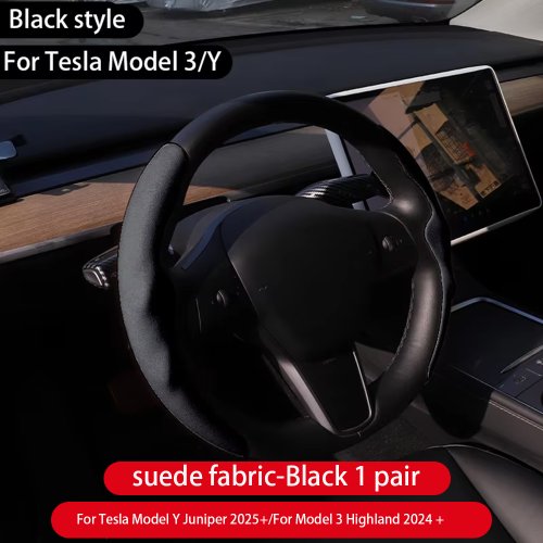Afbeelding van Premium Koolstofvezel Leer Stuurhoes voor Tesla Model 3 en Model Y Highland Juniper 2025 - Sportief, Anti-Bont & Comfortabel