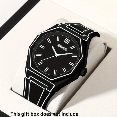Bild von Moderne Minimalistische Unisex-Uhr mit Quarzwerk und Silikonarmband – Lässige Modeuhr für Männer und Frauen