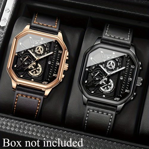 Image de Montre Homme Luxe - Bracelet Cuir + Calendrier