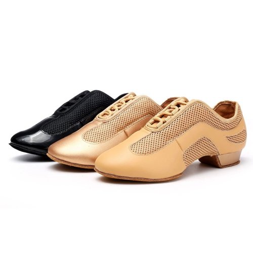 Imagen de Zapatos de baile latino para adultos, hombres y mujeres, charol en tono de piel, zapatos profesionales suaves para profesores, zapatos de baile cuadrados de salón de gran tamaño