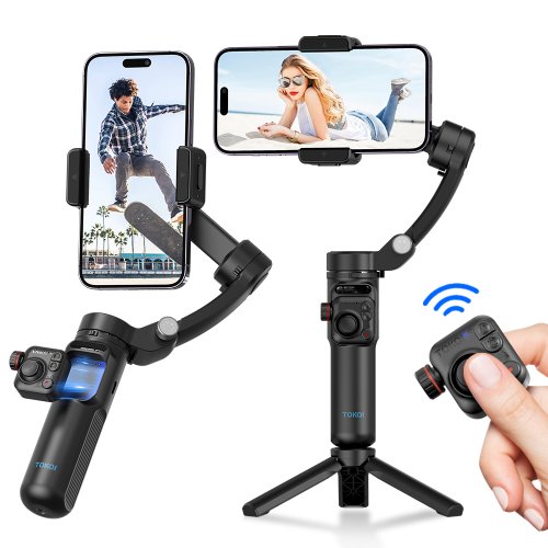 Immagine di Stabilizzatore Video 3 Assi per Smartphone - Gimbal Manuale con Treppiede