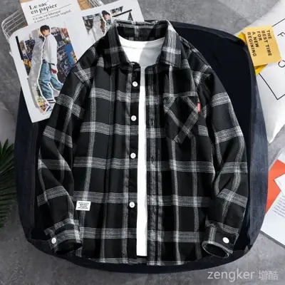 Image de Chemise Homme Grande Taille Style Japonais Damier