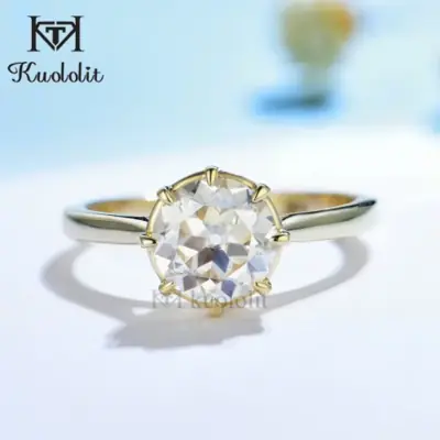 Image de Bague de Fiançailles en Or Jaune avec Moissanite 2CT