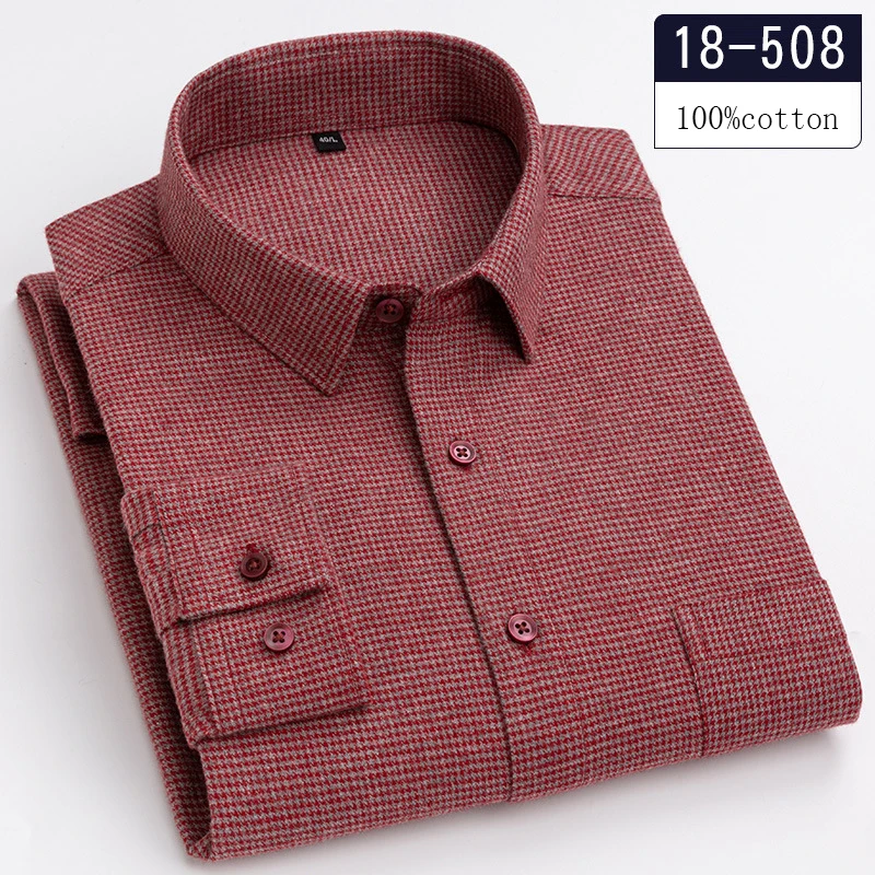Imagen de Camisa de Pata de Gallo 100% Algodón Premium para Hombre, Diseño Elegante y Ajustado, Manga Larga, Ropa Formal y Casual de Alta Calidad