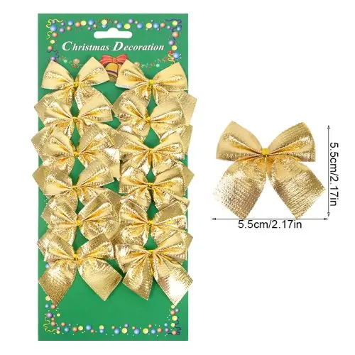 Image de Mini Nœuds Papillon de Noël & Or - Décoration Arbre