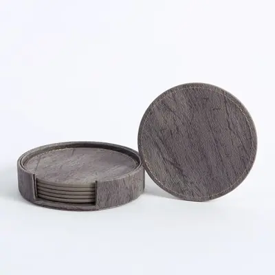 Image de Dessous de Verre Cuir Grain de Bois - Lot de 6
