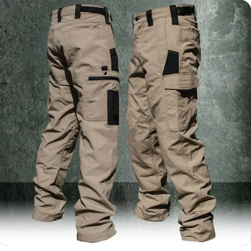 Imagen de Pantalón de Trabajo Resistente al Desgaste para Hombre con Múltiples Bolsillos, Pantalones Cargo Rectos Tácticos para Actividades al Aire Libre, Estilo Informal Ideal para Primavera y Otoño