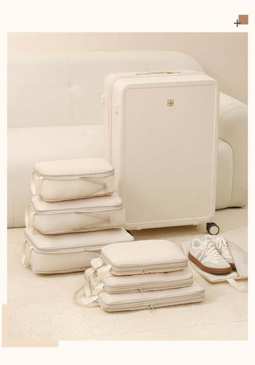 Imagen de Juego de 4 Bolsas de Almacenamiento para Equipaje con Cubo Expansible y Comprimible, Hecho de Tela Suave y Resistente, Ideal para Ropa, Zapatos, Cosméticos y Artículos de Tocador, Organizador de Viaje con Cremallera Multifuncional y Diseño Retráctil