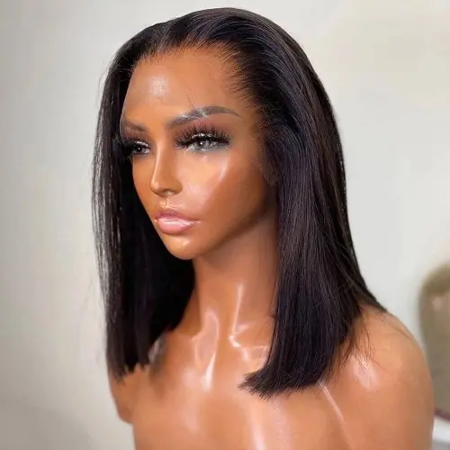 Image de Perruque Courte Bob Dentelle Avant Cheveux Remy Brésilien