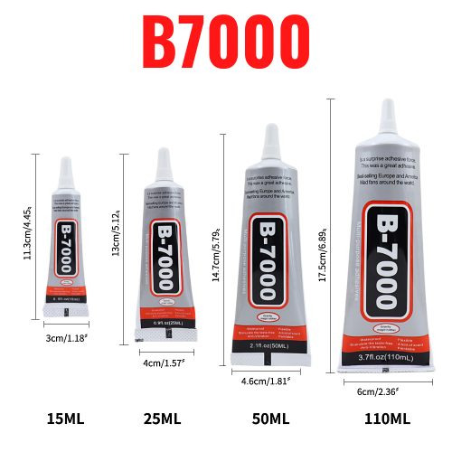 Imagen de Adhesivo B7000 Transparente Universal para Reparación de Teléfonos, Pantallas de Vidrio, Plástico y Accesorios con Aplicador de Precisión - 15ml, 25ml, 50ml, 110ml