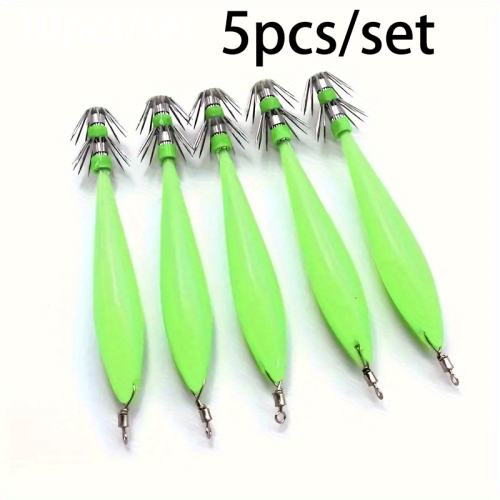 Immagine di Set da Pesca con 5 Ganci Glow Squid Jig e Octopus Jig per Pesca Sportiva in Acqua Salata e Dolce
