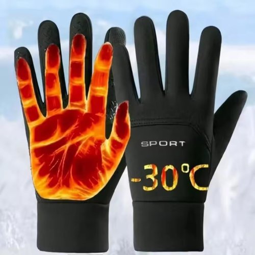 Afbeelding van Herfst en winter touchscreen warme handschoenen voor heren en dames pluche buitensporten winddichte en koudebestendige fietshandschoenen