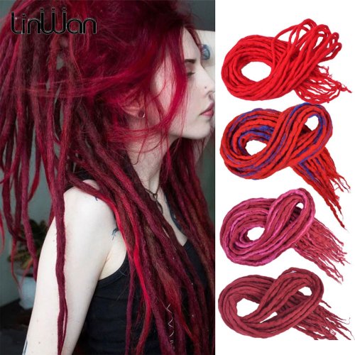 Bild von Synthetische Dreadlocks Häkeln Haar 20 zoll Weiche Wolle Dread Locs Handgemachte Flechten Haar Verlängerung Für Afro Frauen Männer Hip Hop stil