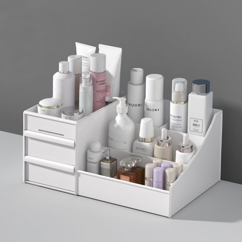 Immagine di 1pc bianco nuovo cassetto scatola di immagazzinaggio trucco dormitorio finitura ripiano in plastica ...