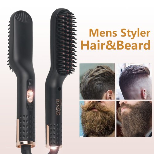 Afbeelding van Natuurlijke Elektrische Baardborstel met Verwarming – Compleet Styling Kit voor Mannen, Rechttrekken en Vormgeven van Baard en Haar