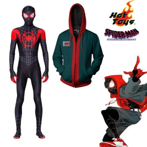 Afbeelding van Spider-Man Miles Morales Cosplay Kostuum voor Volwassenen en Kinderen – Compleet Jumpsuit met Masker en Accessoires voor Halloween, Feesten en Carnaval
