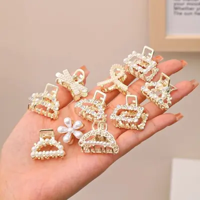 Image de Pinces à Cheveux Strass Géométriques - Ensemble de 6-10 Pièces