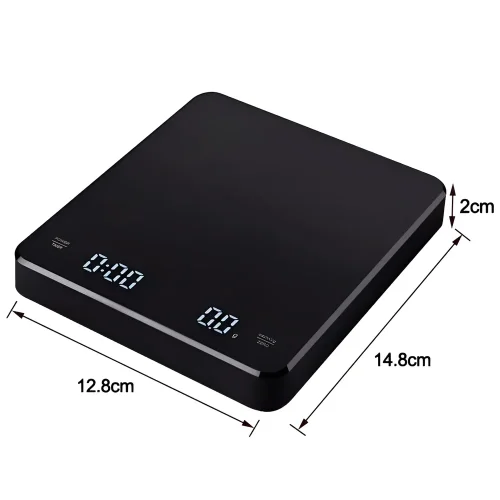 Afbeelding van 1Set elektronische koffieweegschaal met siliconen pad Digitale koffieweegschaal met timer LED-display USB-opladen Home Cafe Gebruik goed cadeau