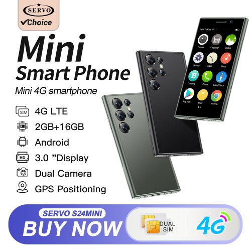 Immagine di HOT SERVO Mini 4G Rete Smartphone 3.0 "Schermo Dual SIM Standby Android 10.0 2GB + 16GB WiFi GPS Piccolo telefono cellulare Face Sblock
