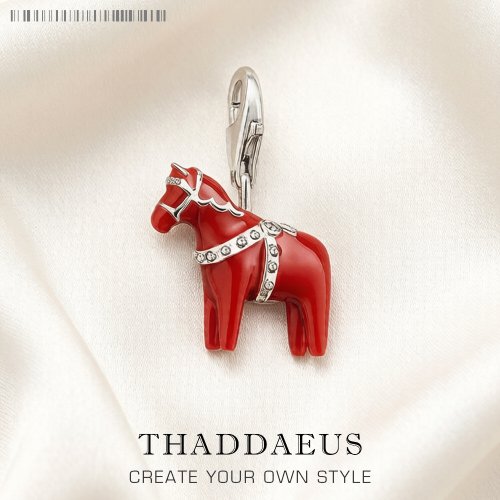 Afbeelding van Dalarna Paard Charm - Trendy Zilveren Hanger voor Mannen & Vrouwen