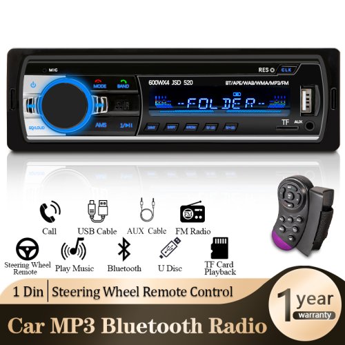Zdjęcie Radio samochodowe 1 DIN z Bluetooth, odtwarzacz MP3, FM, USB, SD i wejściem AUX – nowoczesny system audio do deski rozdzielczej