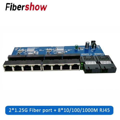 Afbeelding van Gigabit Ethernet Switch Fiber Optische Media Converter Pcba 8 Rj45 Utp En 2 Sc Fiber Poort 10/100/1000M Board Pcb