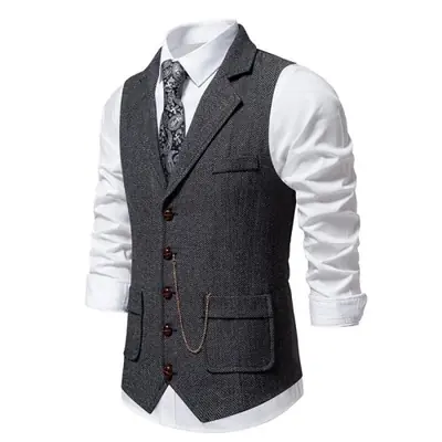 Image de Gilet Homme Vintage Col Rabattu - Style Anglais Décontracté