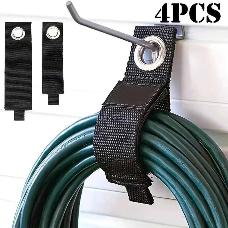 Imagen de Correas de Almacenamiento de Alta Resistencia con Organizador de Cables Reutilizable – Bridas para Cables y Soporte para Accesorios de Manguera, Kit de Organización para Garaje (4 Unidades)