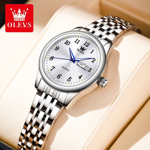 Image of OLEVS Luxury Quartz Watch for Women Elegant Stainless Steel Women's Watches Gifts Waterproof Fashion Trend Simple Ladies Watch