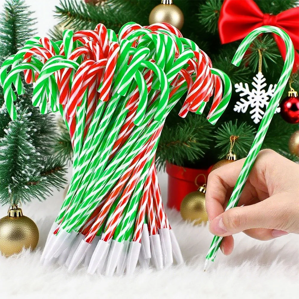 Image of 12-Piece Christmas Candy Cane Shaped Ballpoint Pens Set – Festive Holiday Writing Tools for Office, School & Gift-Giving