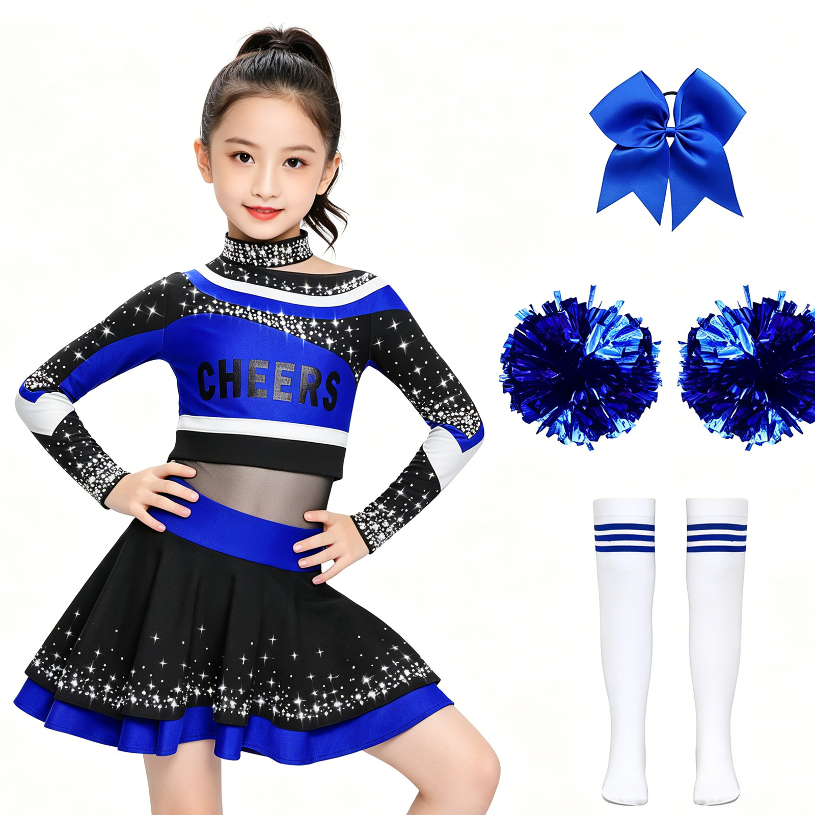 Image de Costume Pom-Pom Girl Enfant - Tenue Éclatante pour Danse et Spectacles