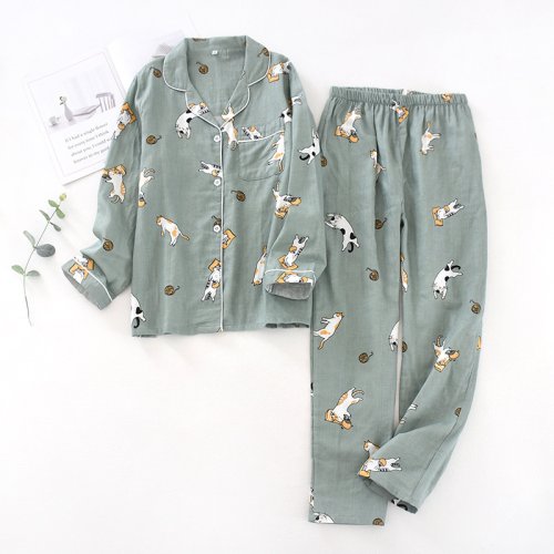 Imagen de Pijamas Japoneses de Algodón para Parejas - Cómodos y Elegantes