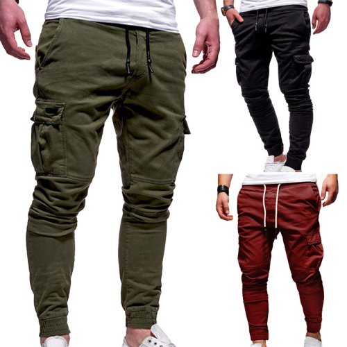 Immagine di Pantaloni da Uomo Multi Tasche Jogging Sportivi 2025 - Pantaloni Cargo Solidi Casual Streetwear Oversize