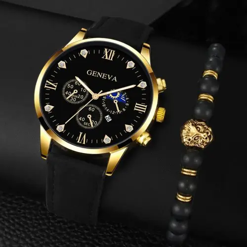 Image de Montres Homme Luxe - Ensemble 2 Pièces Quartz & Calendrier