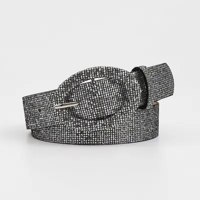 Image de Ceinture Femme Tendance avec Paillettes & Boucle Ovale Rétro