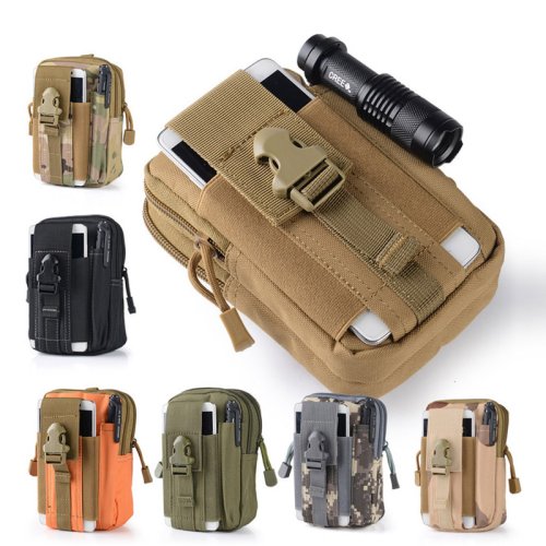 Image of Men Solid Waist Bags Molle Belt Pouch Camouflage Waterproof Nylon Small Multifunction Fanny Pack Male Cute Mobile Phone Bum Bag