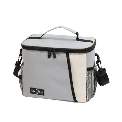 Immagine di Borsa per il pranzo isolata Borse per il pranzo riutilizzabili grandi con tracolla regolabile per donne e uomini, ideali per lavoro, scuola e uso all'aperto