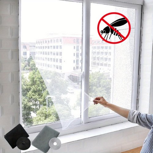 Immagine di Tenda Zanzariera Autoadesiva in Maglia Naturale per Finestre e Porte – Protezione Completa contro Mosche, Zanzare e Insetti