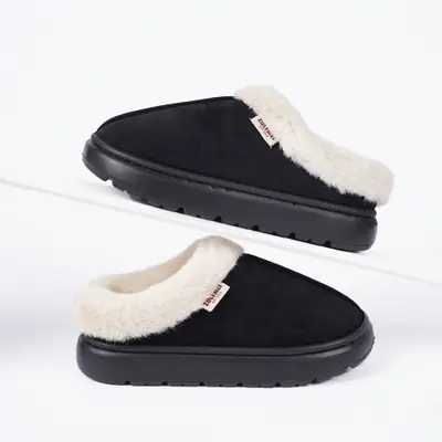Image de Pantoufles d'hiver chaudes en coton et peluche pour femme et homme