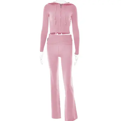 Image de Tenue 2 pièces Y2K à capuche et fermeture éclair