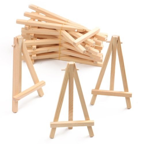 Immagine di Set di 10 Piccoli Cavalletti da Tavolo in Legno – Supporto per Pittura, Disegno e Esposizione di Telai Artistici