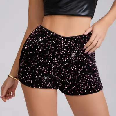Image de Short Léopard Paillettes Taille Haute - Style Y2K Sexy