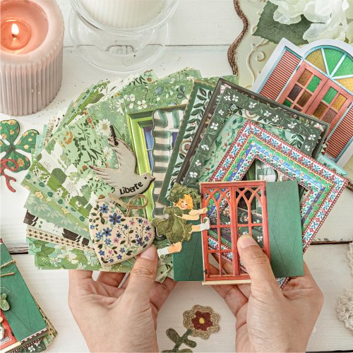 Immagine di 45 Pezzi di Carta Floreale Fatta a Mano in Materiale Misto per Diario, Scrapbooking, Collage e Decorazioni Vintage – Carta Artigianale per Progetti Creativi Fai da Te