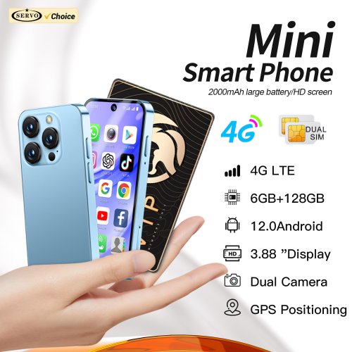 Immagine di Servo 19Pro Rete 4G Mini Smartphone Android 12, 6 GB RAM, 128 GB ROM, Display da 3.88 Pollici, Dual SIM, GPS, OTG, Play Store, Pocket Smart Phone