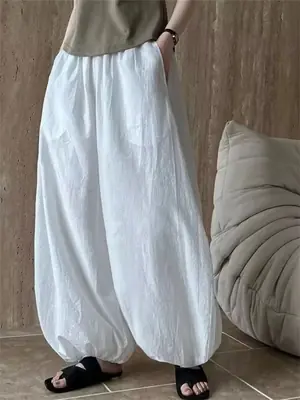 Image de Pantalon Large Femme Été 2025 - Style Lanterne Décontracté